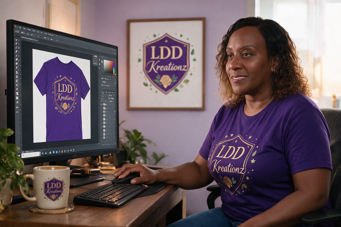 Vantrisa Osby-Smith designing at her computer