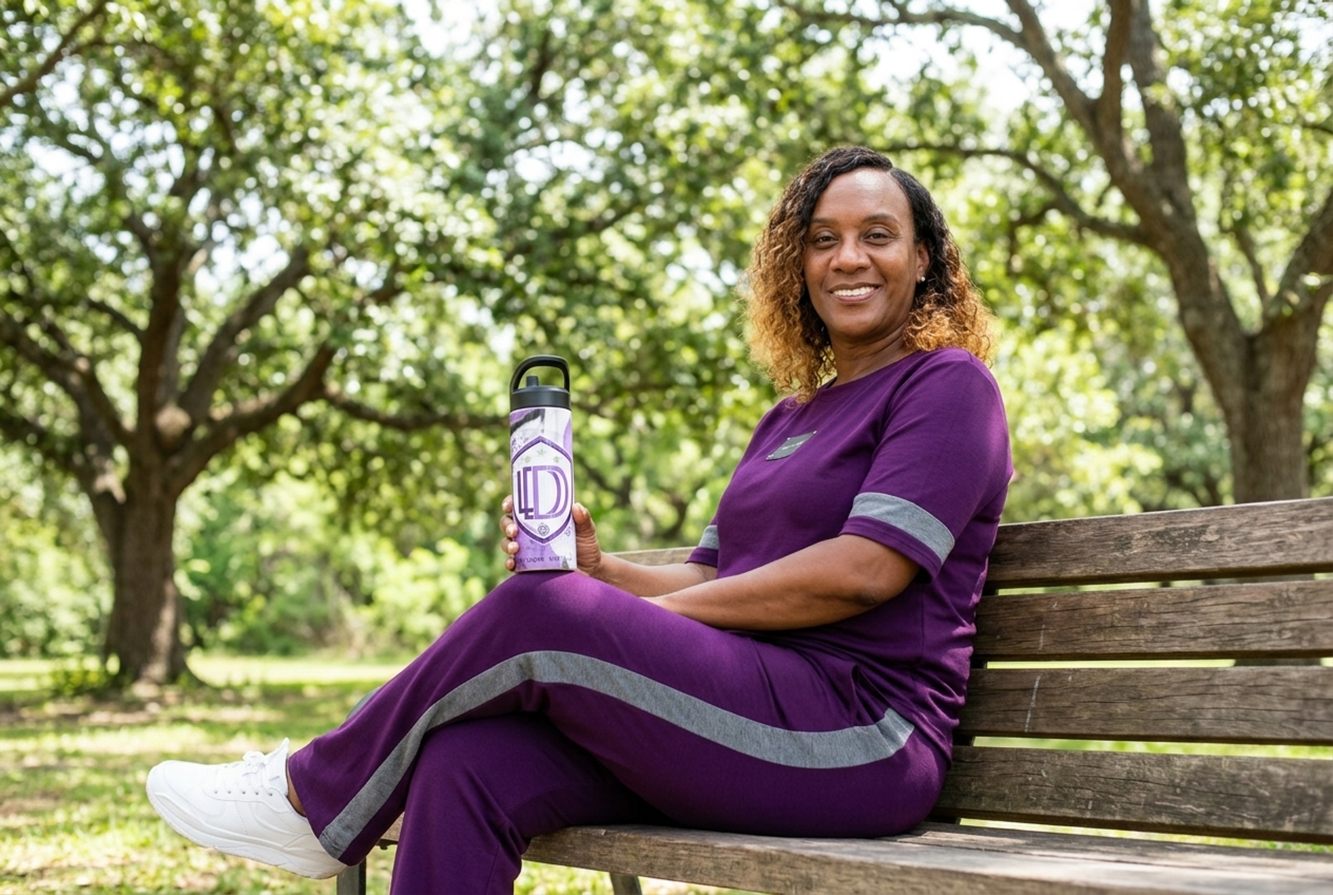 Vantrisa Osby-Smith holding a finished LDD Kreationz tumbler